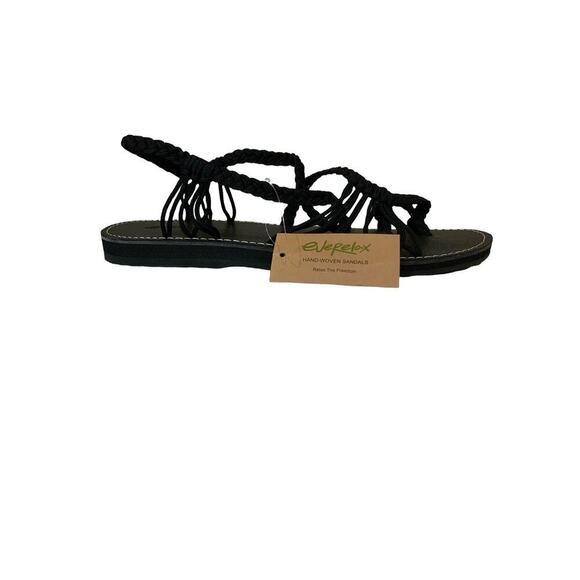 Everelax Women Size 11 Hand Woven Adjustable Straps Rope Braided Flat Sandals - Picture 2 of 10